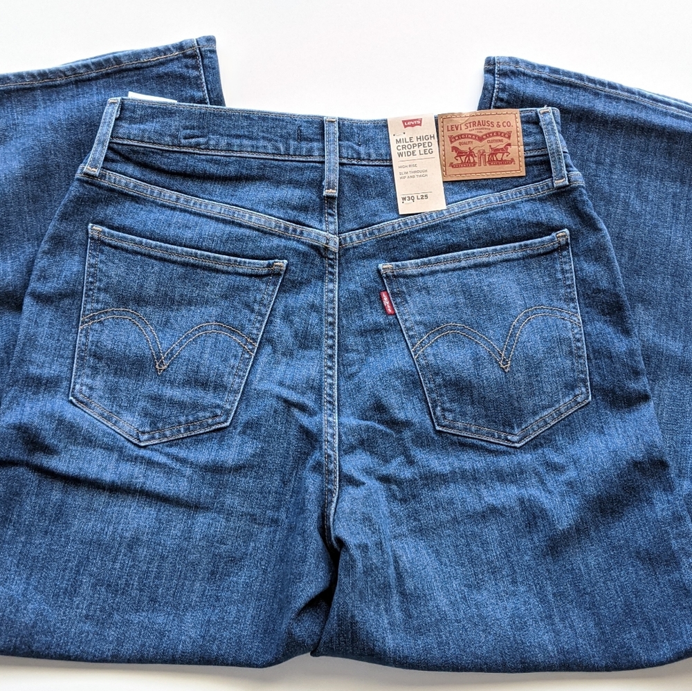 Levi's Mile High Wide Leg Pipe Down Cropped Jeans - Picture 5 of 8